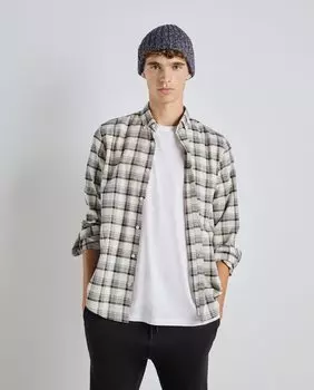 Мужская клетчатая рубашка стандартного кроя с длинными рукавами Easy Wear, бежевый