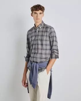 Мужская клетчатая рубашка стандартного кроя с длинными рукавами Easy Wear, серый