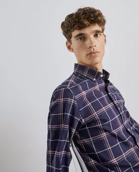 Мужская клетчатая рубашка стандартного кроя с длинными рукавами Easy Wear, синий