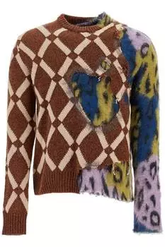 Мужская кофта Marni «два в одном» из шерсти и мохера, мультиколор