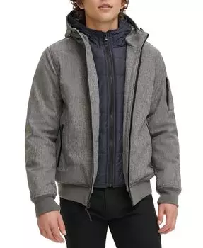 Мужская комбинированная куртка-бомбер с капюшоном Tommy Hilfiger, серый