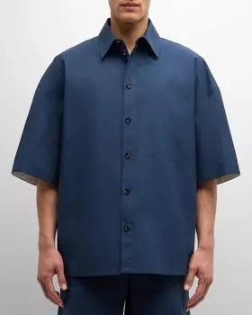 Мужская компактная спортивная рубашка из плотной ткани Bottega Veneta, цвет Indigo