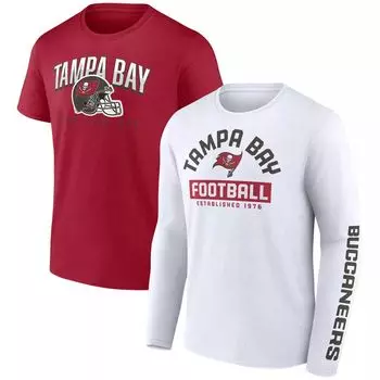 Мужская комплект из двух фирменных красных/белых футболок Tampa Bay Buccaneers с длинными и короткими рукавами Fanatics
