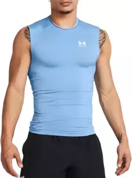 Мужская компрессионная рубашка Under Armour HeatGear, цвет Carolina Blue/White