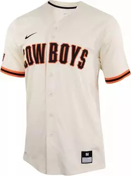 Мужская копия бейсбольной майки Nike Oklahoma State Cowboys с полной пуговицей и натуральными пуговицами