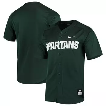 Мужская копия бейсбольной майки с полной пуговицей Nike Green Michigan State Spartans Vapor Untouchable Elite, цвет Msu Green
