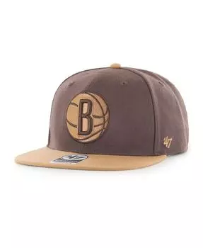 Мужская коричневая двухцветная кепка Brooklyn Nets No Shot Captain Snapback '47 Brand