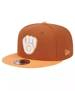 Мужская коричневая двухцветная кепка Milwaukee Brewers Spring Color 9FIFTY Snapback New Era, коричневый