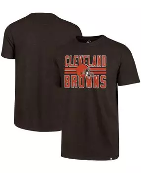 Мужская коричневая футболка cleveland browns block stripe club '47 Brand, коричневый