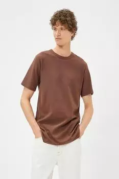 Мужская коричневая футболка Koton, коричневый