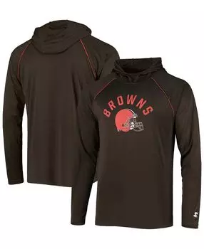 Мужская коричневая футболка с капюшоном с длинным рукавом cleveland browns raglan с капюшоном Starter, коричневый