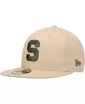 Мужская коричневая кепка Michigan State Spartans Camel & Rifle 59Fifty New Era