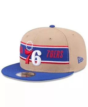 Мужская коричневая кепка Snapback Royal Philadelphia 76ers 2024 NBA Draft 9FIFTY New Era, синий