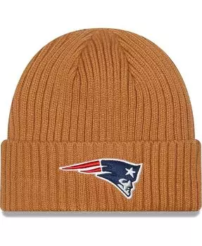 Мужская коричневая классическая вязаная шапка New England Patriots Core с манжетами New Era, коричневый