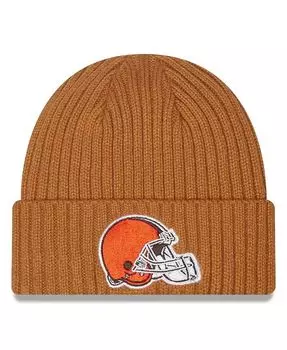 Мужская коричневая классическая вязаная шапка с манжетами Cleveland Browns Core New Era, коричневый