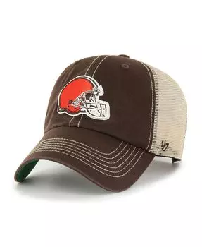 Мужская коричневая натуральная кепка Cleveland Browns Trawler Clean Up Trucker Snapback '47 '47 Brand