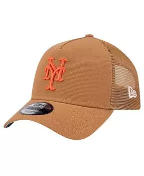 Мужская коричневая регулируемая кепка New York Mets A-Frame Trucker 9FORTY New Era, коричневый