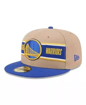 Мужская коричневая/Royal Golden State Warriors 2024 NBA Draft 59FIFTY облегающая кепка New Era, бежевый