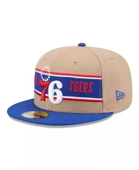 Мужская коричневая/Royal Philadelphia 76ers 2024 NBA Draft 59FIFTY облегающая кепка New Era, мультиколор