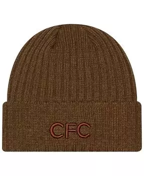 Мужская коричневая вязаная шапка Челси в стиле ретро с манжетами New Era, коричневый