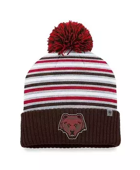 Мужская коричневая вязаная шапка с манжетами и помпоном Brown Bears Dash Top Of The World, коричневый