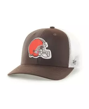 Мужская коричнево-белая кепка Cleveland Browns Trophy Trucker Flex Hat '47 Brand