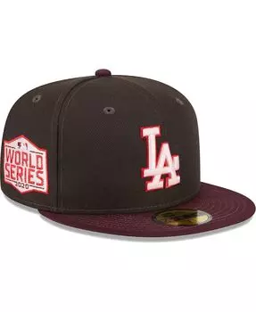 Мужская коричнево-бордовая приталенная шляпа Los Angeles Dodgers Chocolate Strawberry 59FIFTY New Era