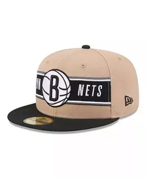 Мужская коричнево-черная кепка Brooklyn Nets NBA Draft 59FIFTY 2024 New Era, бежевый