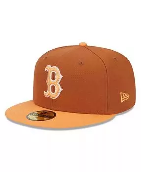 Мужская коричнево-оранжевая базовая двухцветная шляпа Boston Red Sox Spring Color 59FIFTY с приталенной шляпой New Era, коричневый