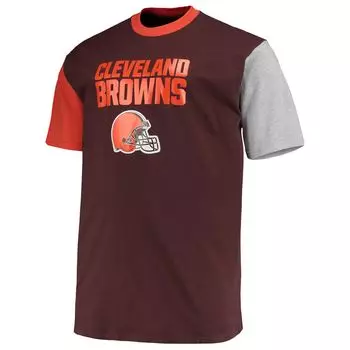 Мужская коричнево-оранжевая футболка Cleveland Browns Big & Tall с цветными блоками