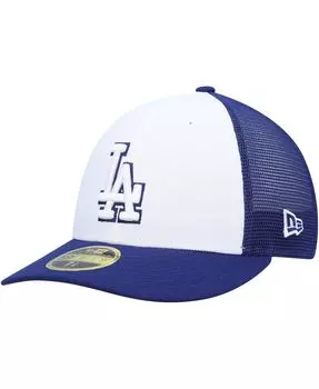 Мужская королевская белая кепка Los Angeles Dodgers 2023 для тренировки на поле с низким профилем 59FIFTY Облегающая шляпа New Era