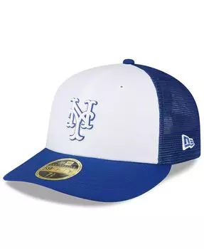 Мужская королевская белая кепка New York Mets 2023 для тренировок на поле с низким профилем 59FIFTY Облегающая шляпа New Era