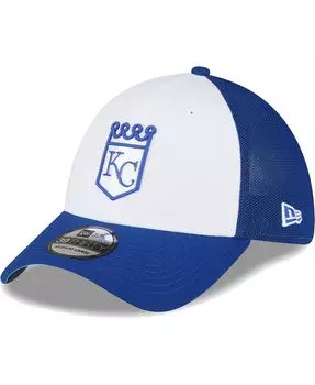 Мужская королевская и белая кепка Kansas City Royals 2023 для тренировок на поле 39THIRTY Flex Hat New Era