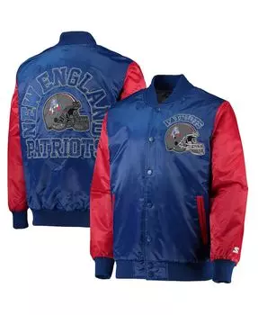 Мужская королевская, красная атласная университетская куртка new england patriots в раздевалке с застежкой на кнопках Starter, мульти