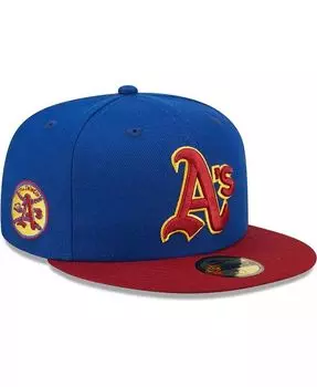 Мужская королевская красная шляпа Oakland Athletics Throwback Logo Primary Jewel Gold Undervisor 59FIFTY New Era, синий
