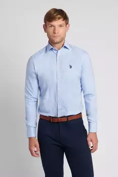 Мужская королевская рубашка из твила с длинными рукавами U.S. Polo Assn, синий