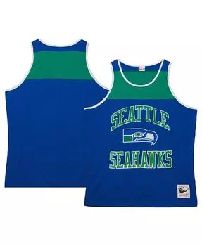 Мужская королевская зеленая майка Seattle Seahawks Heritage с цветными блоками Mitchell & Ness, синий