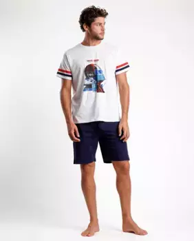 Мужская короткая белая трикотажная пижама Disney, белый
