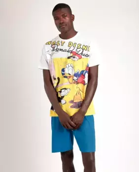 Мужская короткая белая трикотажная пижама Disney, белый