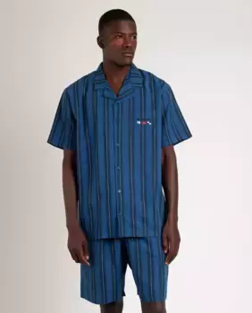 Мужская короткая открытая пижама из синей поплиновой ткани Admas, синий