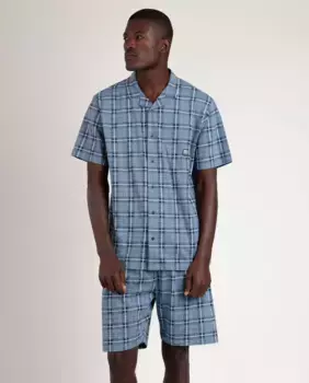 Мужская короткая пижама ажурной вязки синего цвета Admas, синий