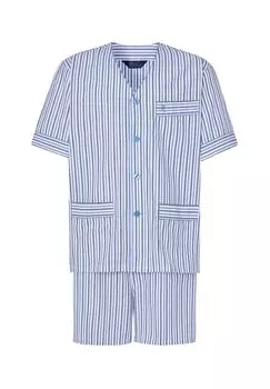 Мужская короткая пижама для дзюдо из поплина в полоску белая El Bho NOCTURNO