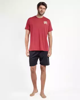 Мужская короткая пижама из бордового трикотажа Disney, цвет Burdeos