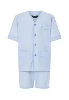 Мужская короткая пижама из поплина в полоску синяя El Bho NOCTURNO, синий