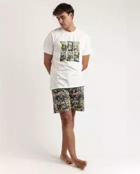 Мужская короткая пижама из трикотажа цвета экрю Disney, цвет Crudo