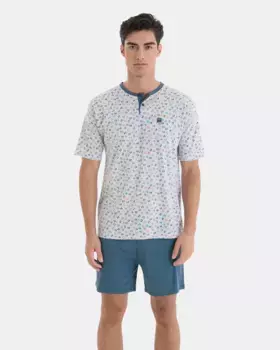 Мужская короткая пижама из трикотажа с микропринтом Massana, серый