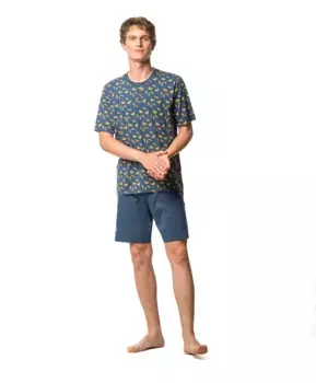 Мужская короткая пижама из трикотажа синего цвета SOY, синий