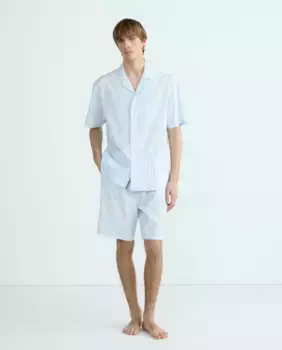 Мужская короткая пижама в клетку из поплина Emidio Tucci, голубой