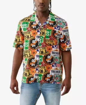 Мужская короткая рубашка с принтом по всей поверхности Camp Shirt True Religion, мультиколор