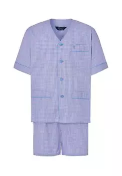 Мужская короткая синяя пижама из поплина для дзюдо в клетку El Bho NOCTURNO, синий